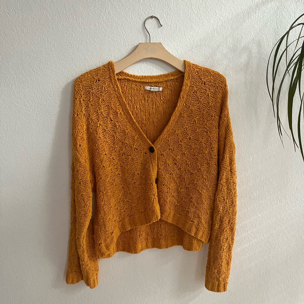 Mustard cardigan crop fit